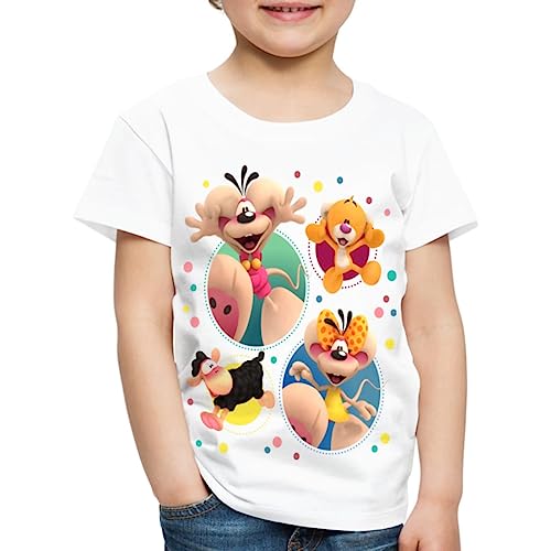 Spreadshirt Diddl Wollywell Diddlina Pimboli Charaktere Kinder Premium T-Shirt, 134/140 (8 Jahre), weiß von Spreadshirt