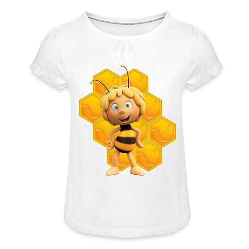 Spreadshirt Die Biene Maja 3 Maja Mit Bienenwabe Mädchen T-Shirt mit Raffungen, 2 Jahre, weiß von Spreadshirt