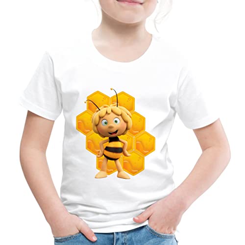 Spreadshirt Die Biene Maja 3 Maja Mit Bienenwabe Kinder Premium T-Shirt, 98/104 (2 Jahre), weiß von Spreadshirt