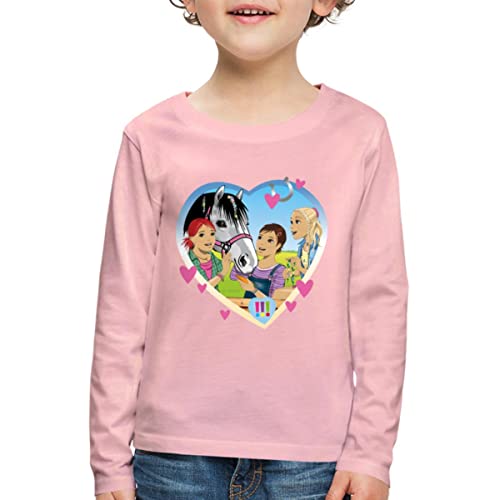 Spreadshirt Die DREI !!! Einsatz Im Pferdestall Kinder Premium Langarmshirt, 122/128 (6 Jahre), Hellrosa von Spreadshirt