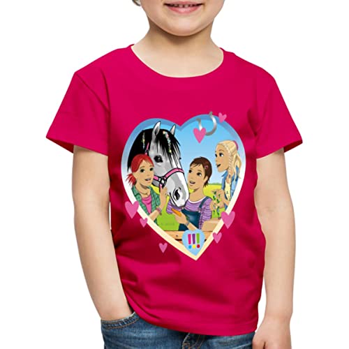 Spreadshirt Die DREI !!! Einsatz Im Pferdestall Kinder Premium T-Shirt, 122/128 (6 Jahre), Dunkles Pink von Spreadshirt