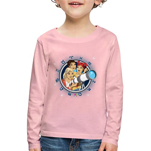 Spreadshirt Die DREI !!! Rätselhafte Himmelszeichen Kinder Premium Langarmshirt, 122/128 (6 Jahre), Hellrosa von Spreadshirt