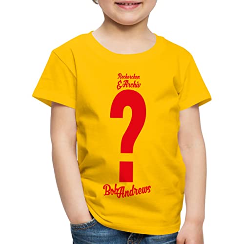 Spreadshirt Die DREI Fragezeichen Bob Andrews Kostüm Kinder Premium T-Shirt, 122/128 (6 Jahre), Sonnengelb von Spreadshirt