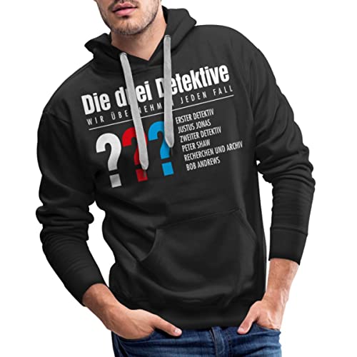 Spreadshirt Die DREI Fragezeichen Detektive Visitenkarte Männer Premium Hoodie, 4XL, Schwarz von Spreadshirt