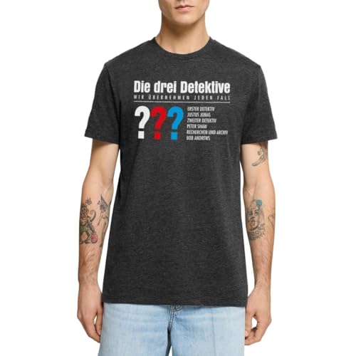 Spreadshirt Die DREI Fragezeichen Detektive Visitenkarte Männer Premium T-Shirt, S, Anthrazit meliert von Spreadshirt