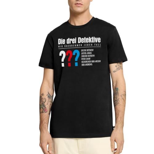 Spreadshirt Die DREI Fragezeichen Detektive Visitenkarte Männer Premium T-Shirt, S, Schwarz von Spreadshirt