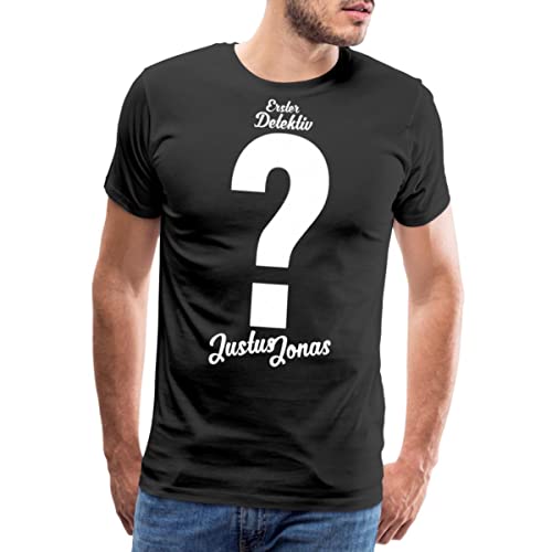 Spreadshirt Die DREI Fragezeichen Justus Jonas Kostüm Männer Premium T-Shirt, M, Schwarz von Spreadshirt
