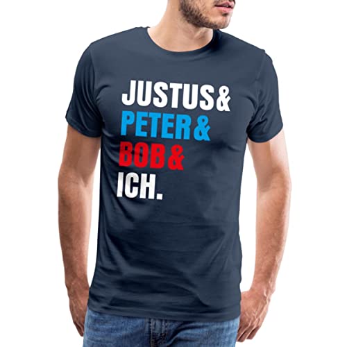 Spreadshirt Die DREI Fragezeichen Justus & Peter & Bob & Ich Männer Premium T-Shirt, 4XL, Navy von Spreadshirt