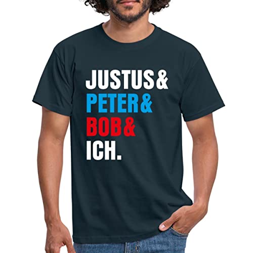 Spreadshirt Die DREI Fragezeichen Justus & Peter & Bob & Ich Männer T-Shirt, 3XL, Navy von Spreadshirt