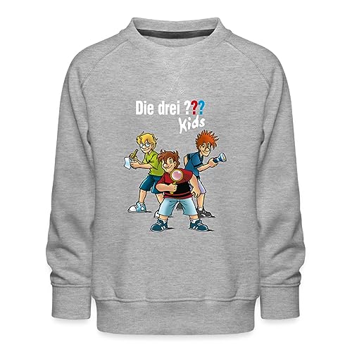 Spreadshirt Die DREI Fragezeichen Kids Detektive Spürnasen Team Kinder Premium Pullover, 98/104 (3-4 Jahre), Grau meliert von Spreadshirt