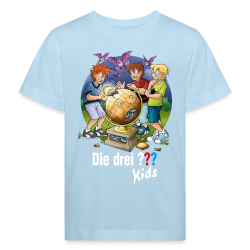Spreadshirt Die DREI Fragezeichen Kids Die Geheimen Inseln Kinder Bio-T-Shirt, 110/116 (5-6 Jahre), Hellblau von Spreadshirt