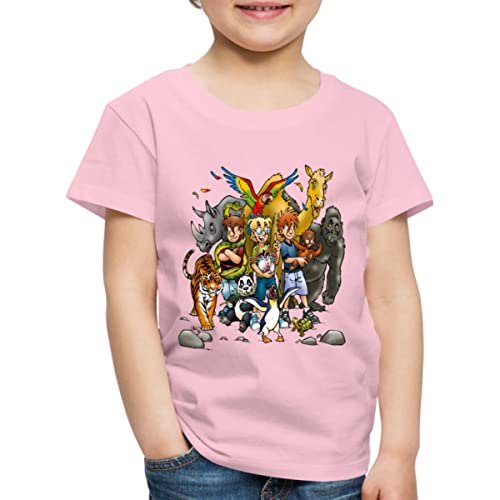 Spreadshirt Die DREI Fragezeichen Kids Tiere Kinder Premium T-Shirt, 122/128 (6 Jahre), Hellrosa von Spreadshirt