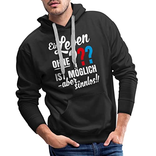 Spreadshirt Die DREI Fragezeichen Leben Ohne Ist Sinnlos Spruch Männer Premium Hoodie, XL, Schwarz von Spreadshirt