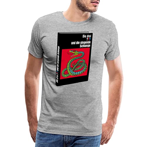 Spreadshirt Die DREI Fragezeichen und die singende Schlange Buch Männer Premium T-Shirt, L, Grau meliert von Spreadshirt