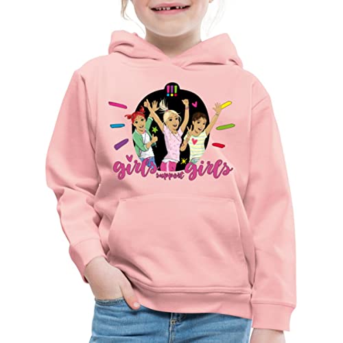 Spreadshirt Die DREI !!! Girls Support Girls Kinder Premium Hoodie, 122/128 (7-8 Jahre), Kristallrosa von Spreadshirt