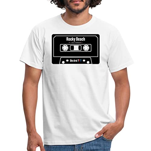 Spreadshirt Die DREI ??? Rocky Beach Kassette Männer T-Shirt, M, weiß von Spreadshirt