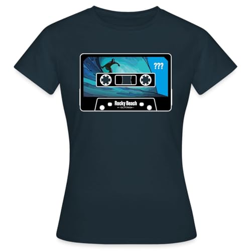 Spreadshirt Die DREI ??? Rocky Beach Kassette Surfen Frauen T-Shirt, M, Navy von Spreadshirt