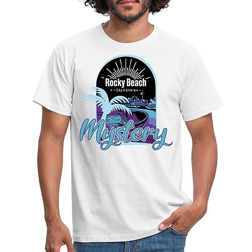 Spreadshirt Die DREI ??? Rocky Beach Mystery Männer T-Shirt, XL, weiß von Spreadshirt