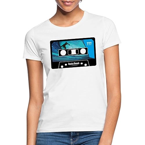 Spreadshirt Die DREI ??? Rocky Beach Kassette Surfen Frauen T-Shirt, M, weiß von Spreadshirt