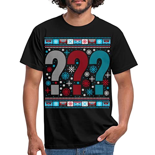 Spreadshirt Die DREI Fragezeichen Ugly Xmas Christmas Männer T-Shirt, XL, Schwarz von Spreadshirt