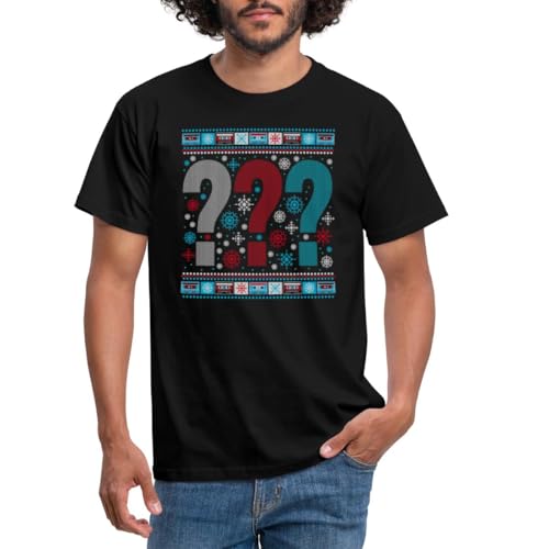 Spreadshirt Die DREI Fragezeichen Ugly Xmas Christmas Männer T-Shirt, XL, Schwarz von Spreadshirt