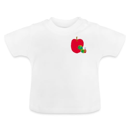 Spreadshirt Die Kleine Raupe Nimmersatt Durch Den Apfel Baby Bio-T-Shirt mit Rundhals, 12-18 Monate, Weiß von Spreadshirt