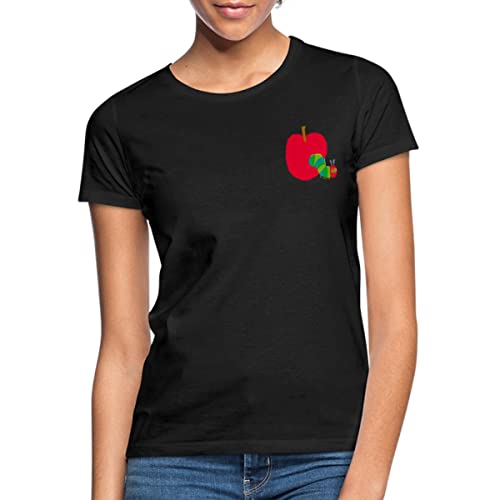 Spreadshirt Die Kleine Raupe Nimmersatt Durch Den Apfel Frauen T-Shirt, L, Schwarz von Spreadshirt