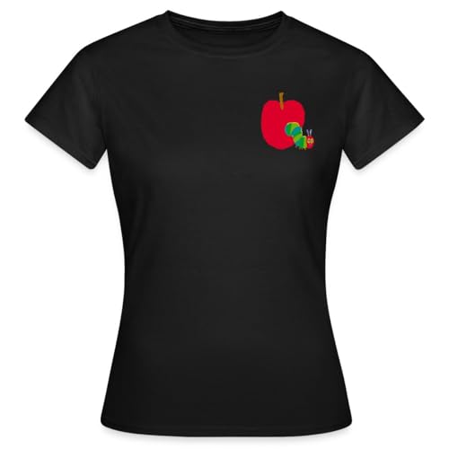 Spreadshirt Die Kleine Raupe Nimmersatt Durch Den Apfel Frauen T-Shirt, M, Schwarz von Spreadshirt