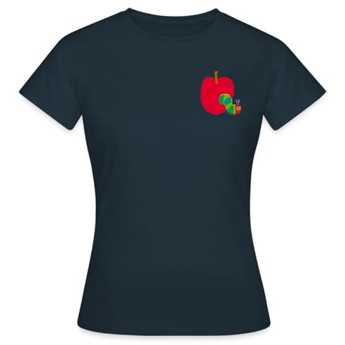 Spreadshirt Die Kleine Raupe Nimmersatt Durch Den Apfel Frauen T-Shirt, XL, Navy von Spreadshirt