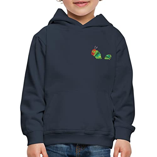 Spreadshirt Die Kleine Raupe Nimmersatt Kinder Premium Hoodie, 98/104 (3-4 Jahre), Navy von Spreadshirt