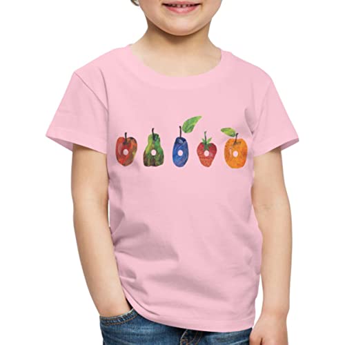 Spreadshirt Die Kleine Raupe Nimmersatt Obst Kinder Premium T-Shirt, 98/104 (2 Jahre), Hellrosa von Spreadshirt