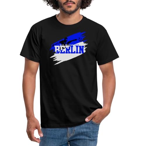 Spreadshirt Die Macht Aus Berlin Blau-Weiß Fußball Fan Männer T-Shirt, S, Schwarz von Spreadshirt