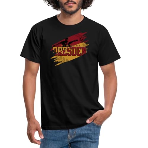 Spreadshirt Die Macht Aus Dresden Fußball Fan Männer T-Shirt, 3XL, Schwarz von Spreadshirt