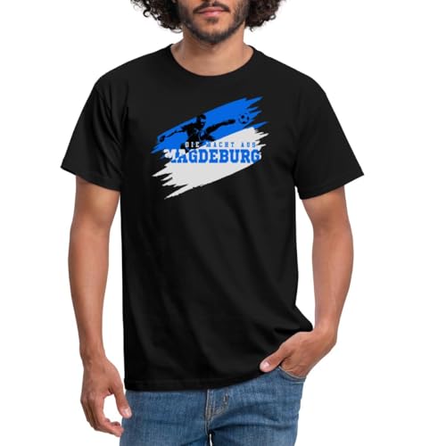 Spreadshirt Die Macht Aus Magdeburg Fußball Fan Männer T-Shirt, 4XL, Schwarz von Spreadshirt