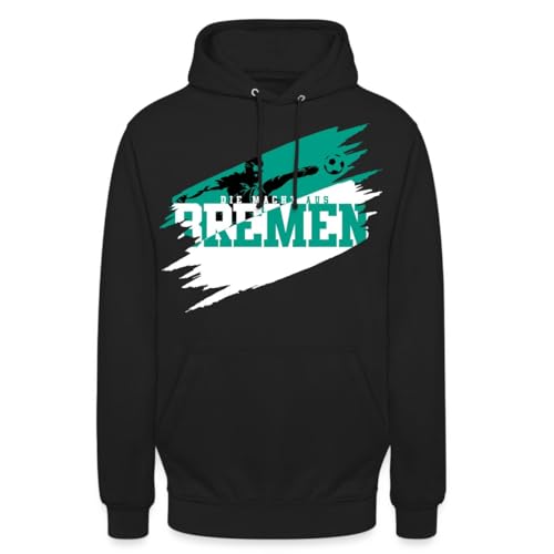 Spreadshirt Die Macht aus Bremen Fußball Fan Grün-Weiß Unisex Hoodie Herren Kapuzenpullover Damen Gr. L, Schwarz von Spreadshirt