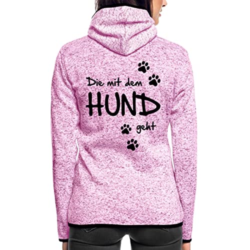 Spreadshirt Die Mit Dem Hund Geht Hundemama Gassi Hundebesitzerin Spruch Frauen Kapuzen-Fleecejacke, L, Lila meliert von Spreadshirt