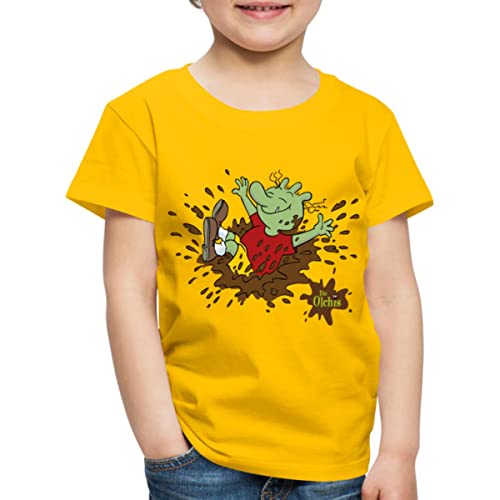 Spreadshirt Die Olchis Classic Ab In Den Schlamm Kinder Premium T-Shirt, 98/104 (2 Jahre), Sonnengelb von Spreadshirt