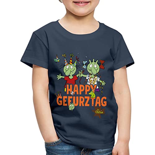 Spreadshirt Die Olchis Classic Happy Gefurztag Geburtstag Kinder Premium T-Shirt, 122/128 (6 Jahre), Navy von Spreadshirt