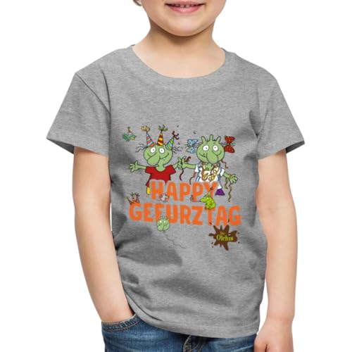 Spreadshirt Die Olchis Classic Happy Gefurztag Geburtstag Kinder Premium T-Shirt, 98/104 (2 Jahre), Grau meliert von Spreadshirt