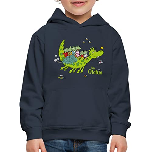 Spreadshirt Die Olchis Classic Zusammen Auf Feuerstuhl Kinder Premium Hoodie, 134/146 (9-11 Jahre), Navy von Spreadshirt