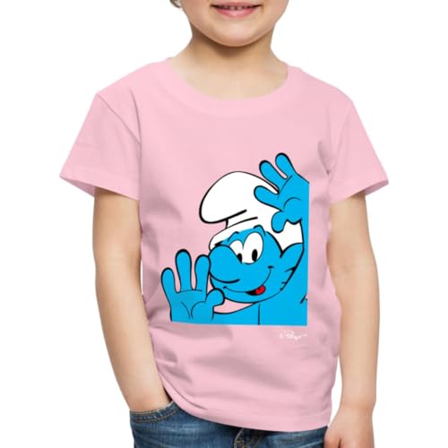 Spreadshirt Die Schlümpfe Jokey Schlumpf Kinder Premium T-Shirt, 110/116 (4 Jahre), Hellrosa von Spreadshirt