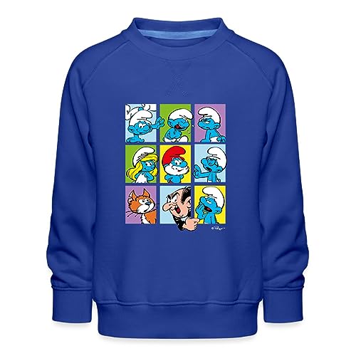 Spreadshirt Die Schlümpfe Kacheln Kinder Premium Pullover, 122/128 (7-8 Jahre), Royalblau von Spreadshirt