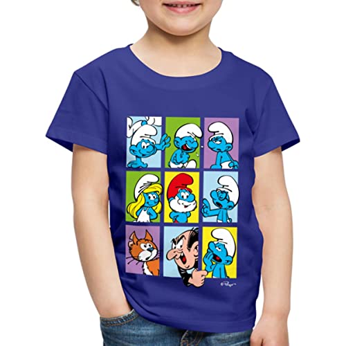 Spreadshirt Die Schlümpfe Kacheln Kinder Premium T-Shirt, 122/128 (6 Jahre), Königsblau von Spreadshirt