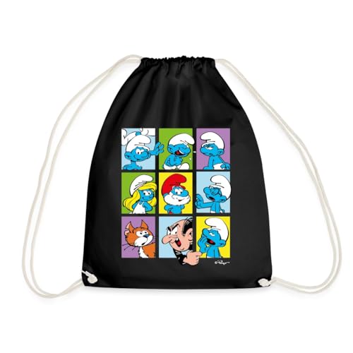 Spreadshirt Die Schlümpfe Kacheln Turnbeutel, One Size, Schwarz von Spreadshirt