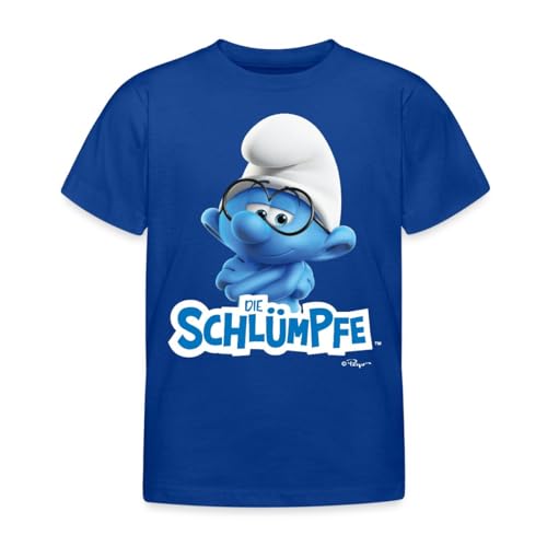 Spreadshirt Die Schlümpfe Schlaubi Schlumpf Logo Kinder T-Shirt, 122/128 (7-8 Jahre), Royalblau von Spreadshirt
