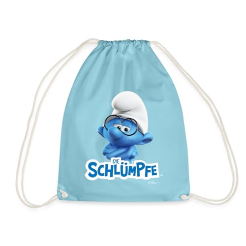 Spreadshirt Die Schlümpfe Schlaubi Schlumpf Logo Turnbeutel, One size, Aqua von Spreadshirt