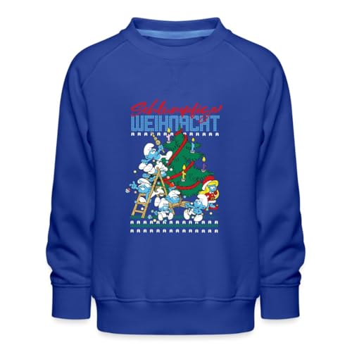 Spreadshirt Die Schlümpfe Schlumpfige Weihnachten Ugly Christmas Kinder Premium Pullover, 134/146 (9-11 Jahre), Royalblau von Spreadshirt