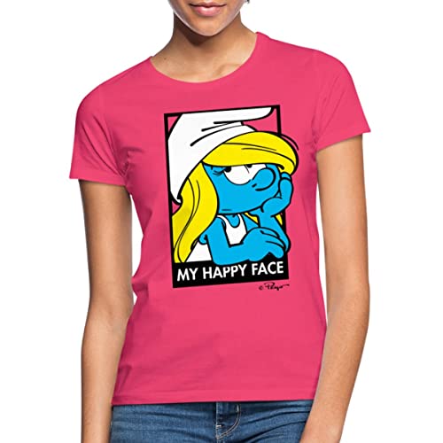 Spreadshirt Die Schlümpfe Schlumpfine Happy Face Frauen T-Shirt, L, Azalea von Spreadshirt