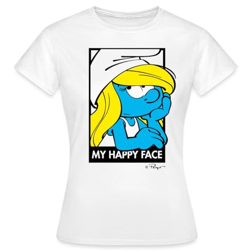 Spreadshirt Die Schlümpfe Schlumpfine Happy Face Frauen T-Shirt, M, Weiß Spreadshirt Die Schlümpfe Schlumpfine Happy Face Frauen T-Shirt, M, Weiß von Spreadshirt