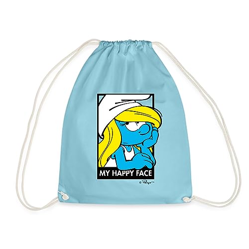 Spreadshirt Die Schlümpfe Schlumpfine Happy Face Turnbeutel, One size, Aqua von Spreadshirt